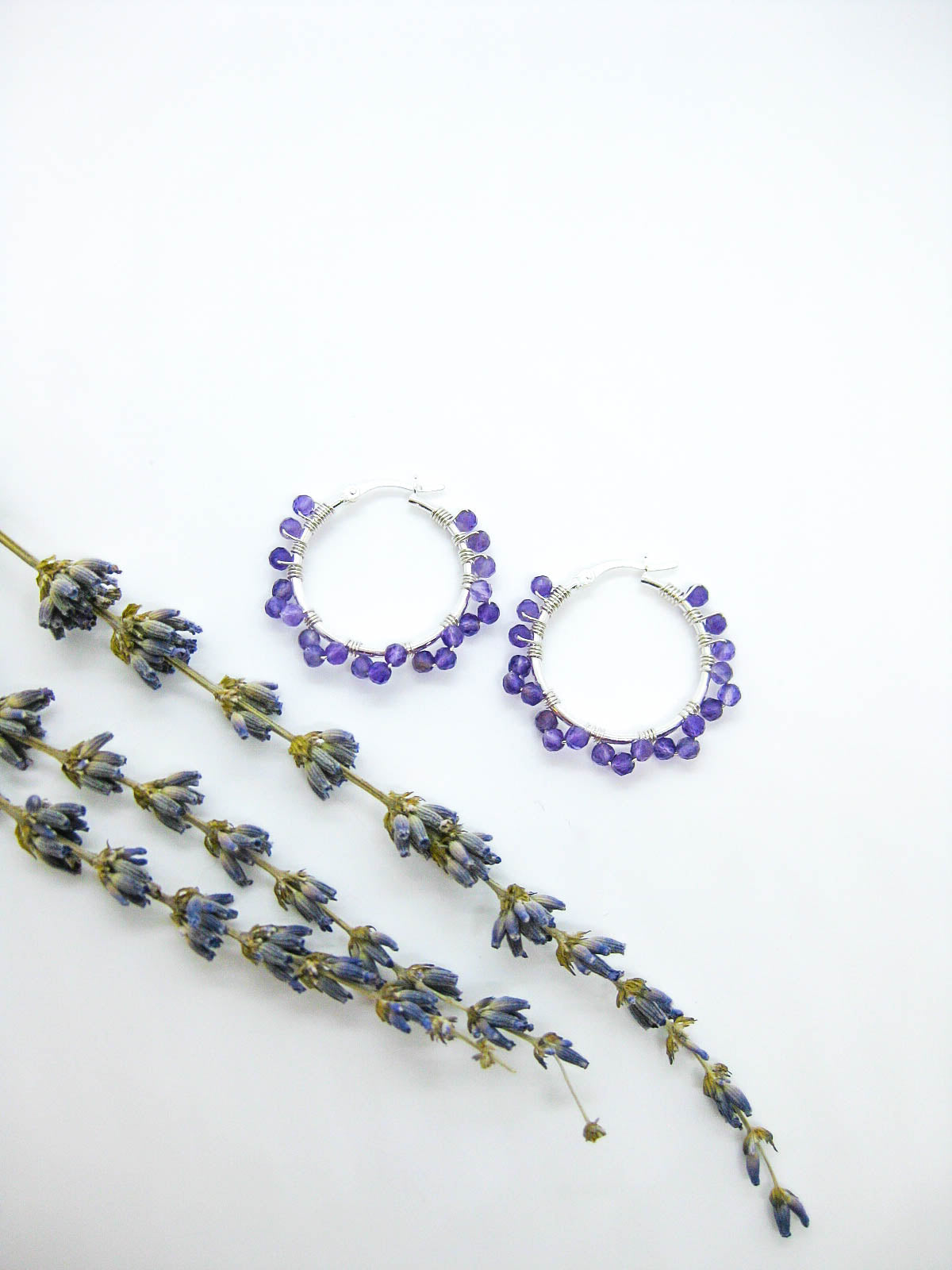 Leilani: Amethyst Hoop Earrings - e605