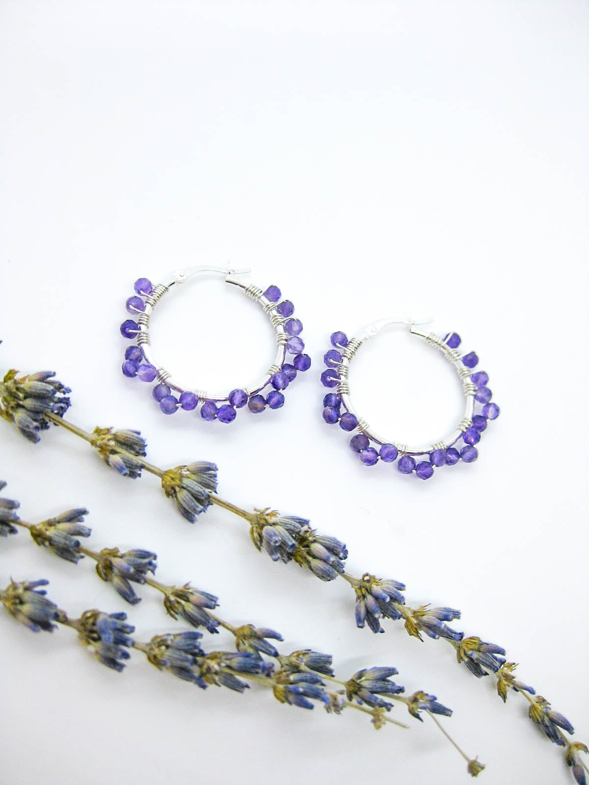 Leilani: Amethyst Hoop Earrings - e605