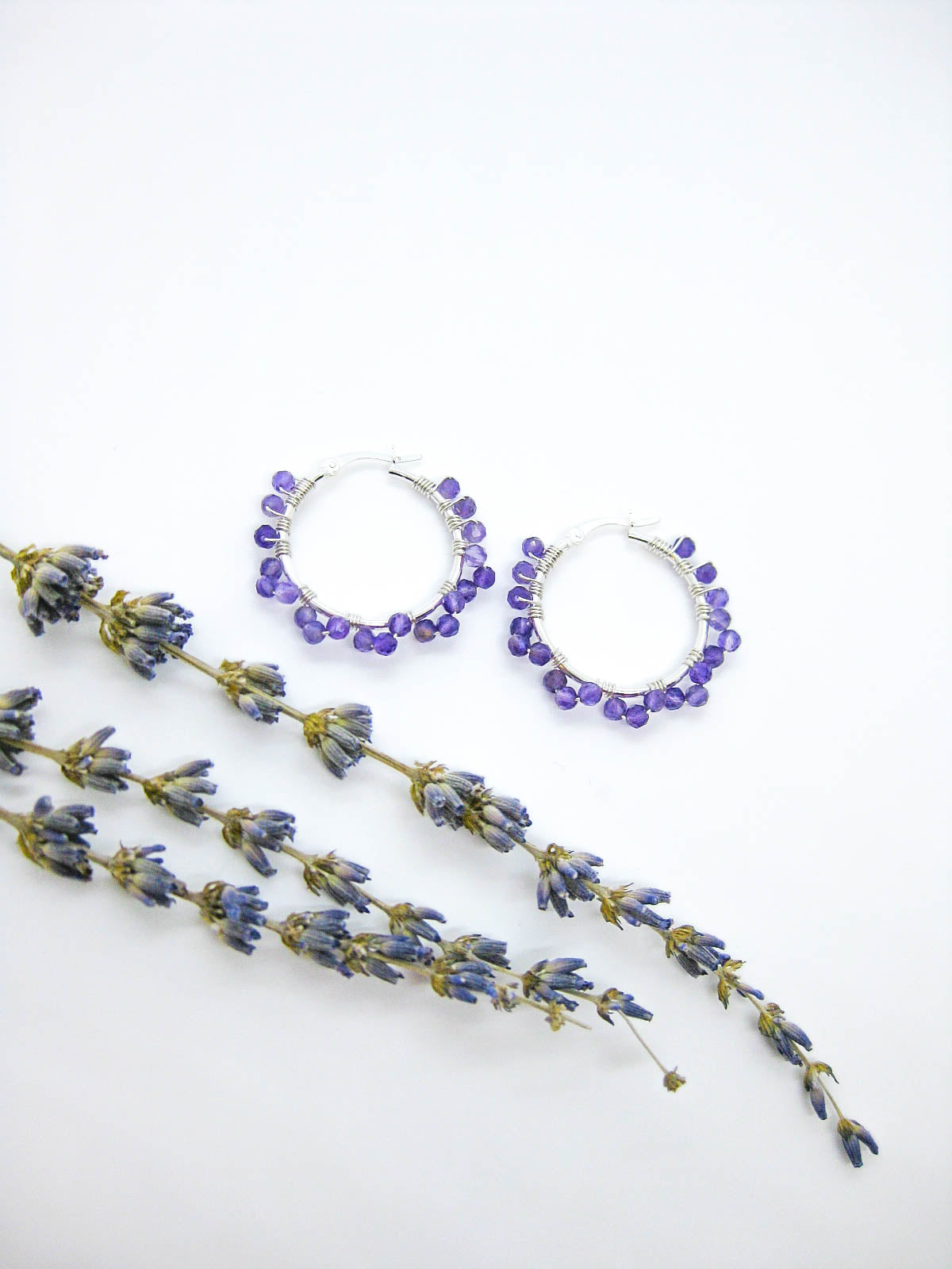 Leilani: Amethyst Hoop Earrings - e605