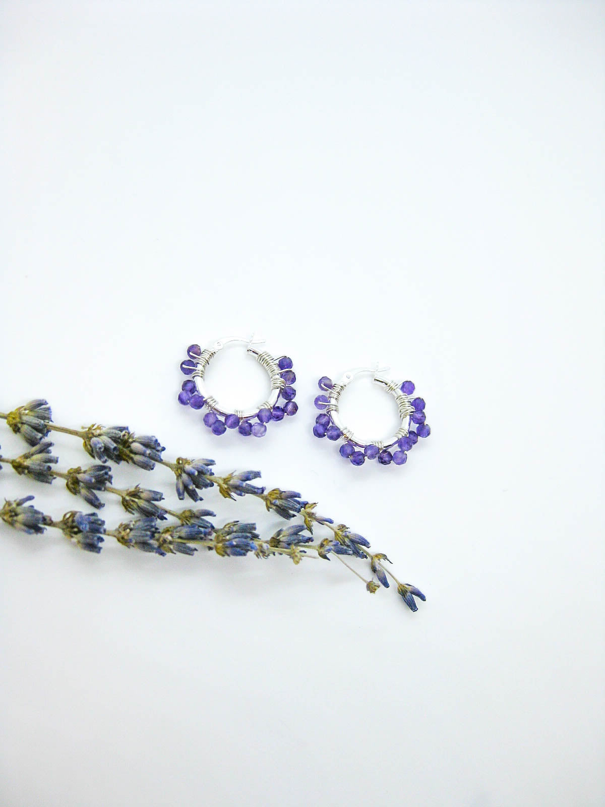 Leilani: Amethyst Hoop Earrings - e605