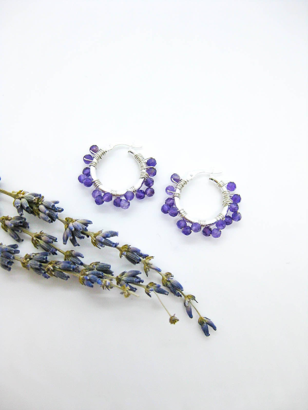 Leilani: Amethyst Hoop Earrings - e605