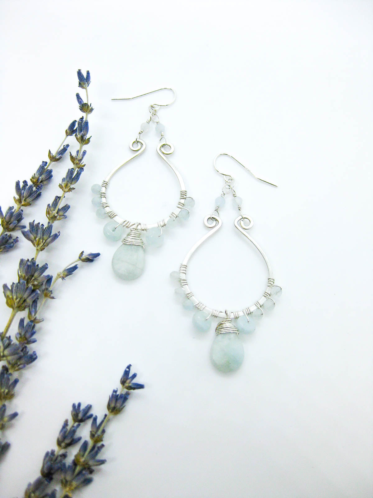 Larkspur: Aquamarine Chandelier Earrings - e631