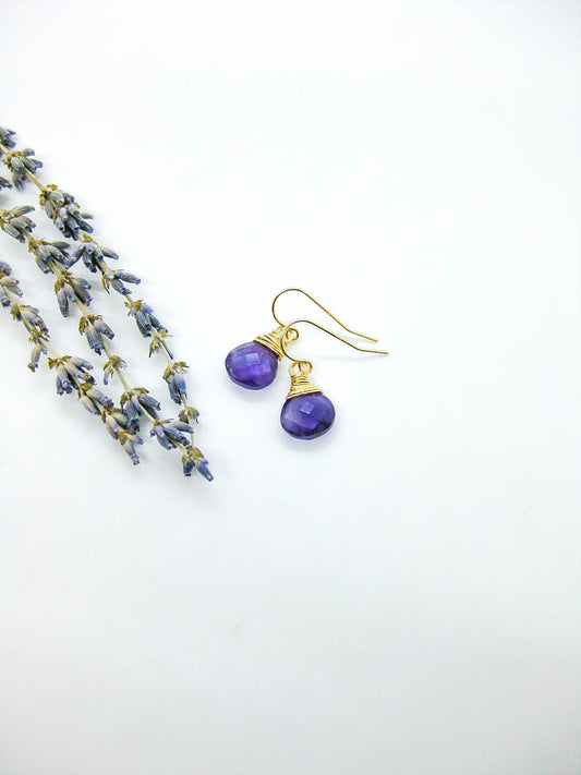 Chamomile: Amethyst Earrings - e620b