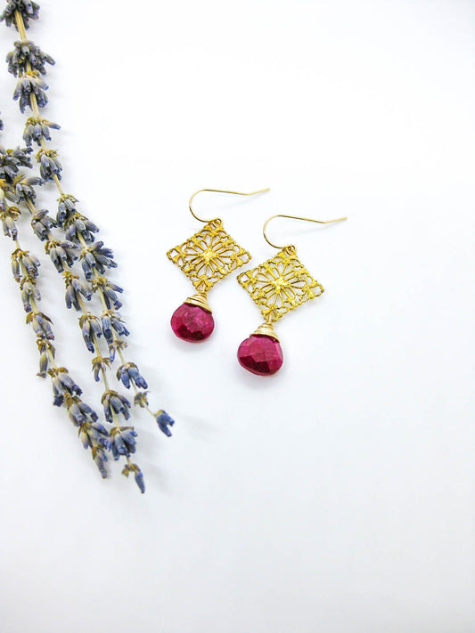 Lotus: Ruby Earrings - e667