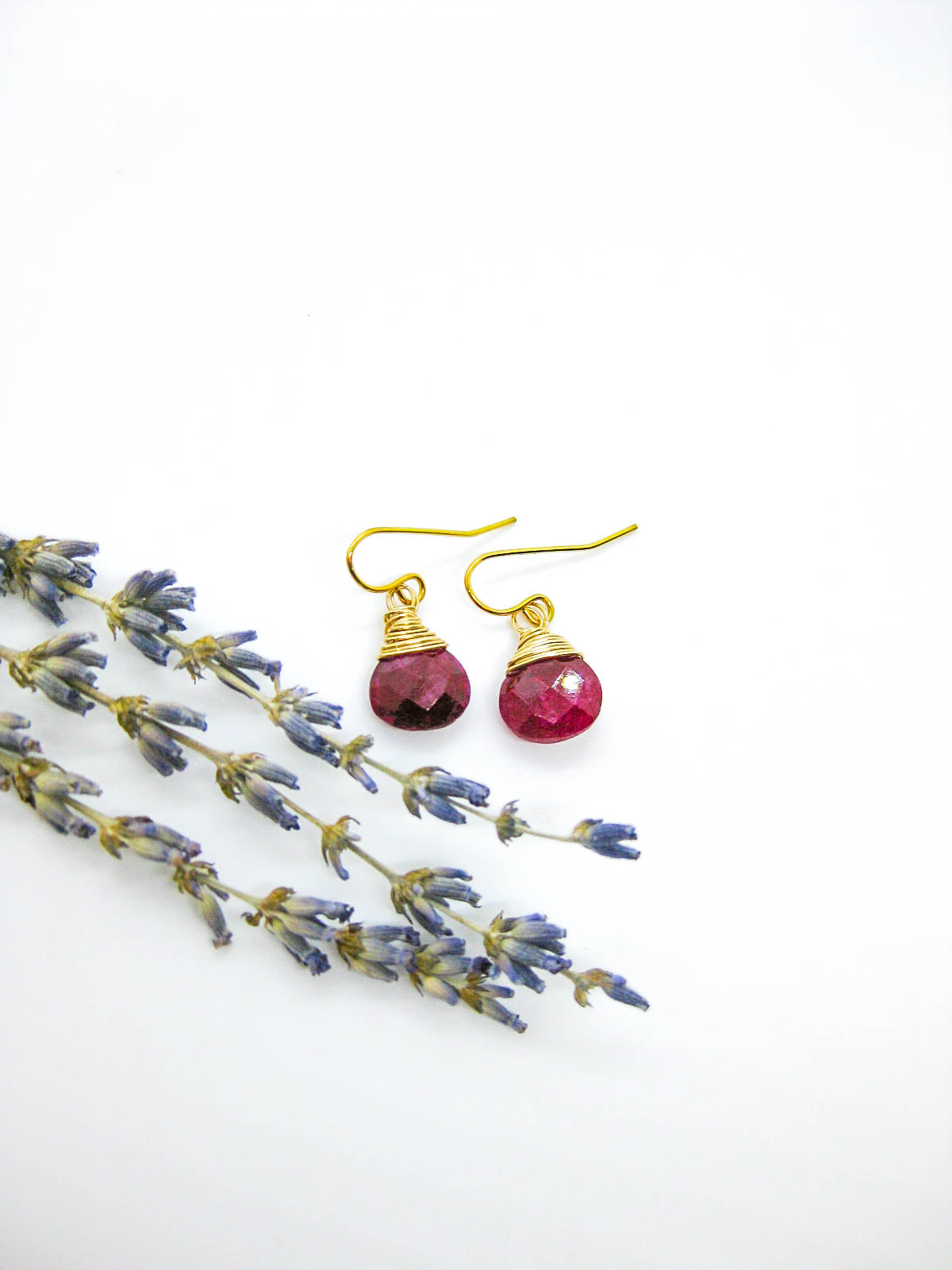 Chamomile: Ruby Earrings - e673