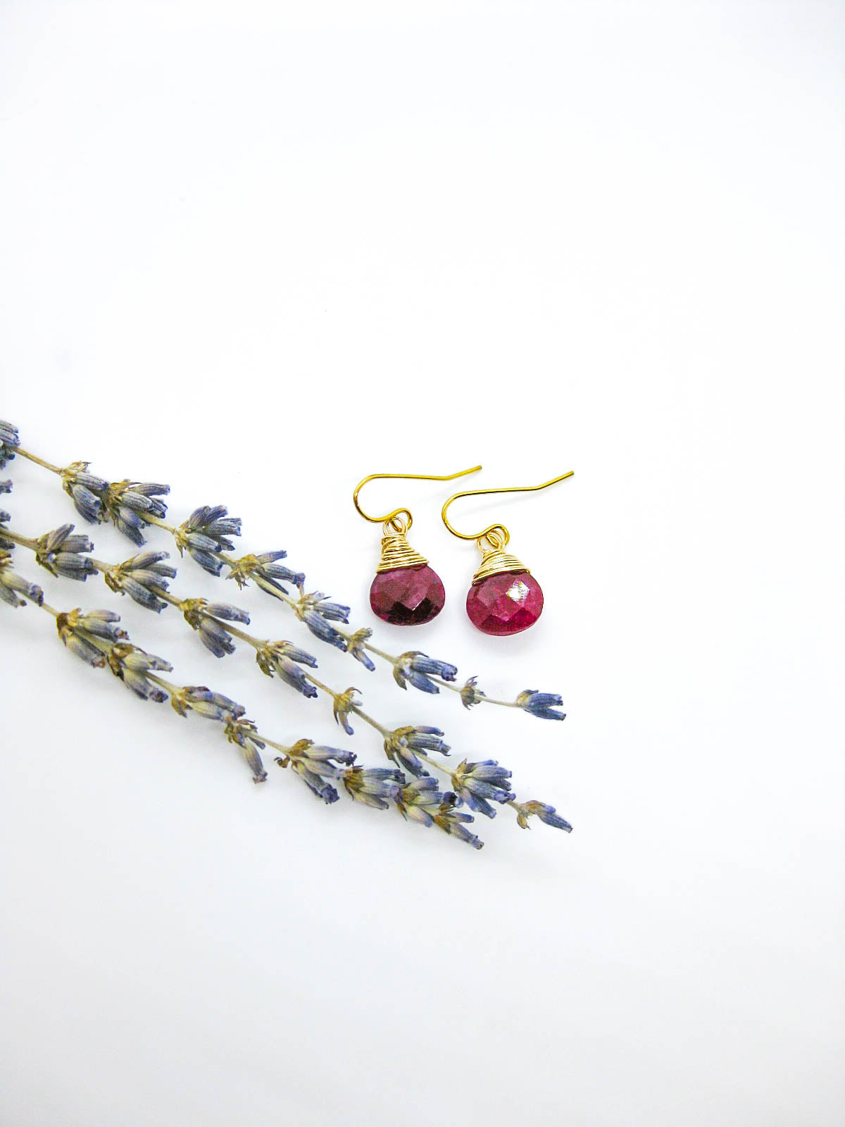 Chamomile: Ruby Earrings - e673