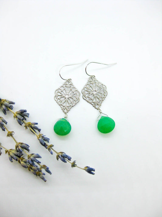 Fern: Chrysoprase Earrings - e683