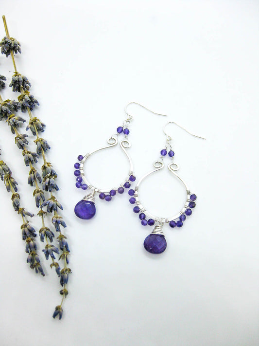 Larkspur: Amethyst Chandelier Earrings - e677