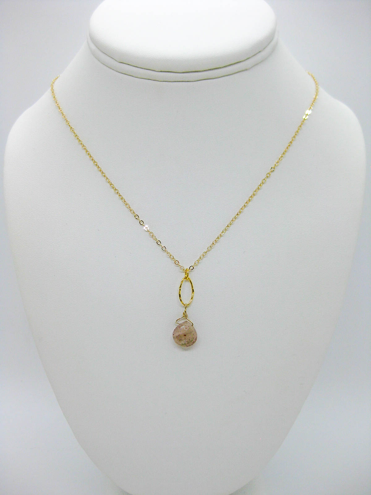 Chrysanthe: Peach Moonstone Necklace - n579