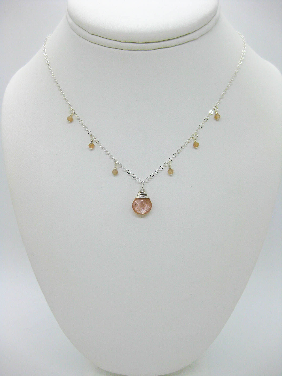 Chamomile: Peach Moonstone Necklace - n581