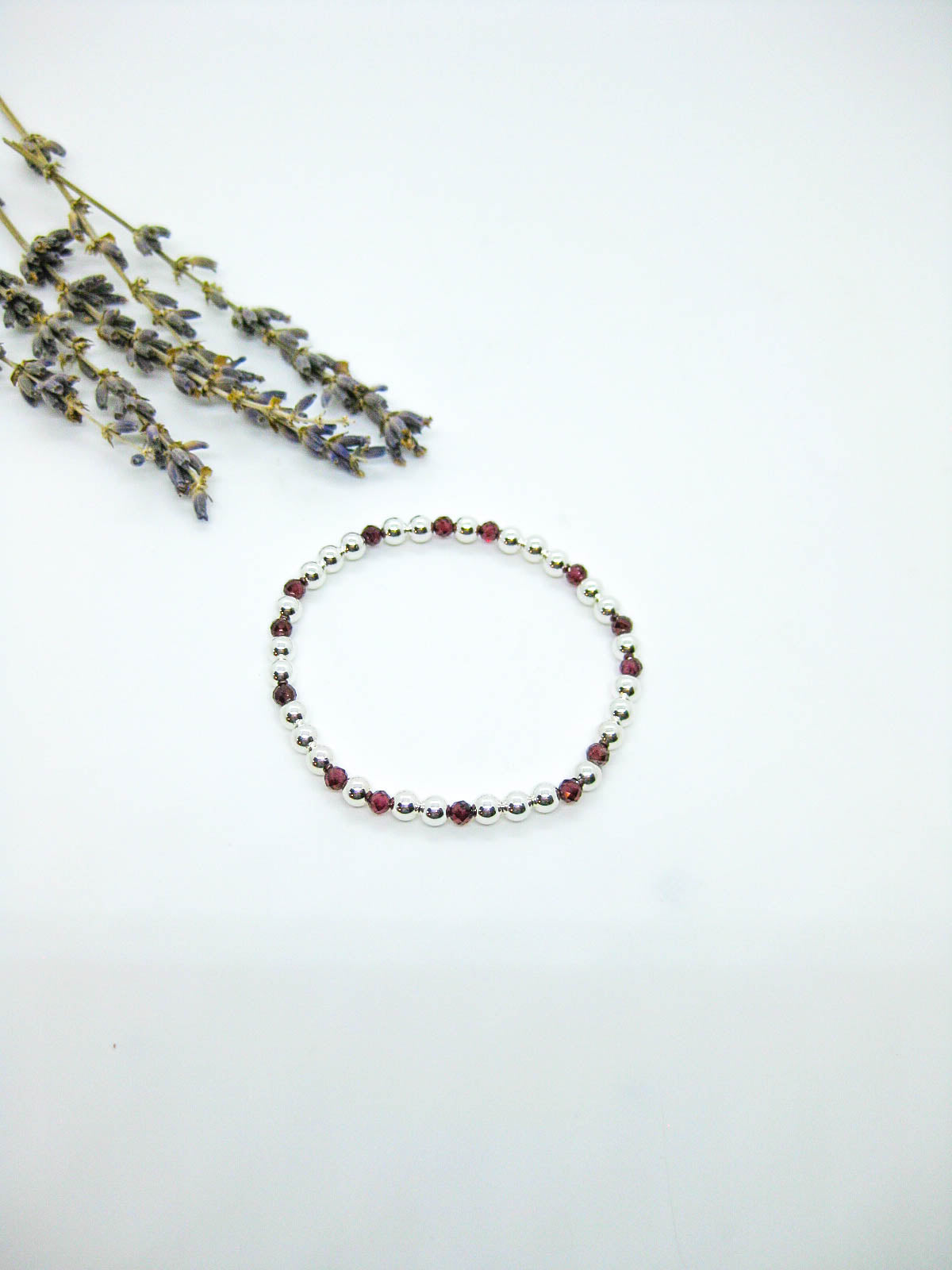 Sage: Garnet Stretch Bracelet