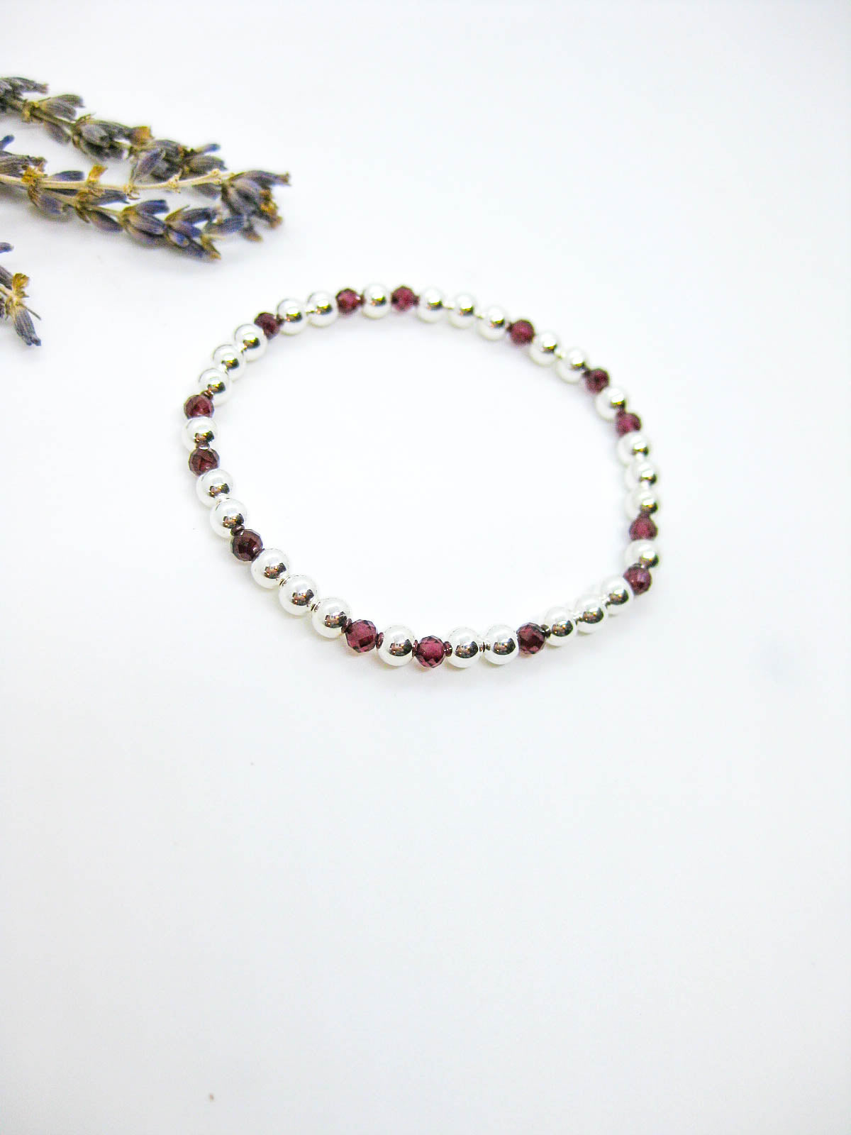 Sage: Garnet Stretch Bracelet