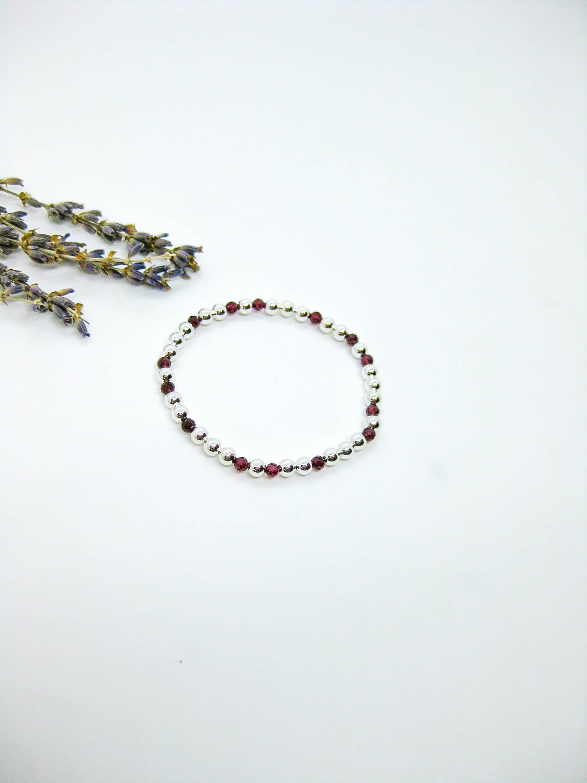 Sage: Garnet Stretch Bracelet