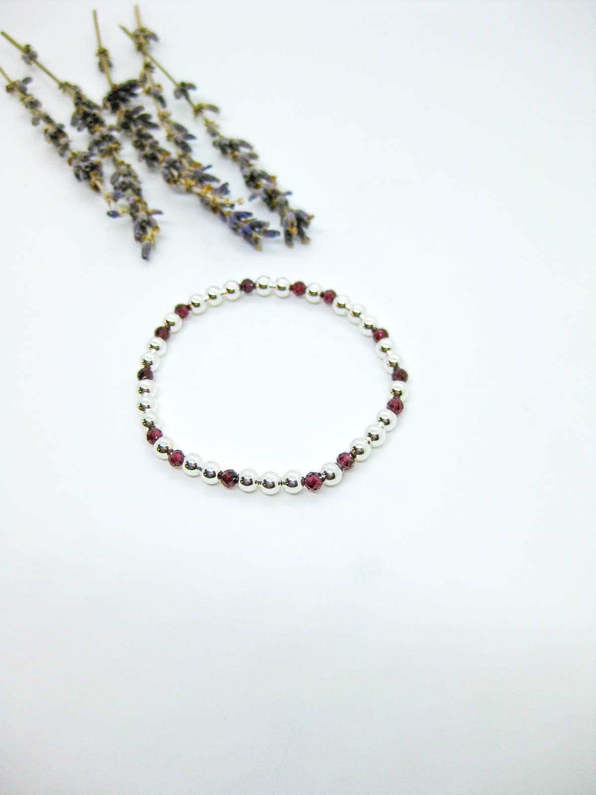 Sage: Garnet Stretch Bracelet