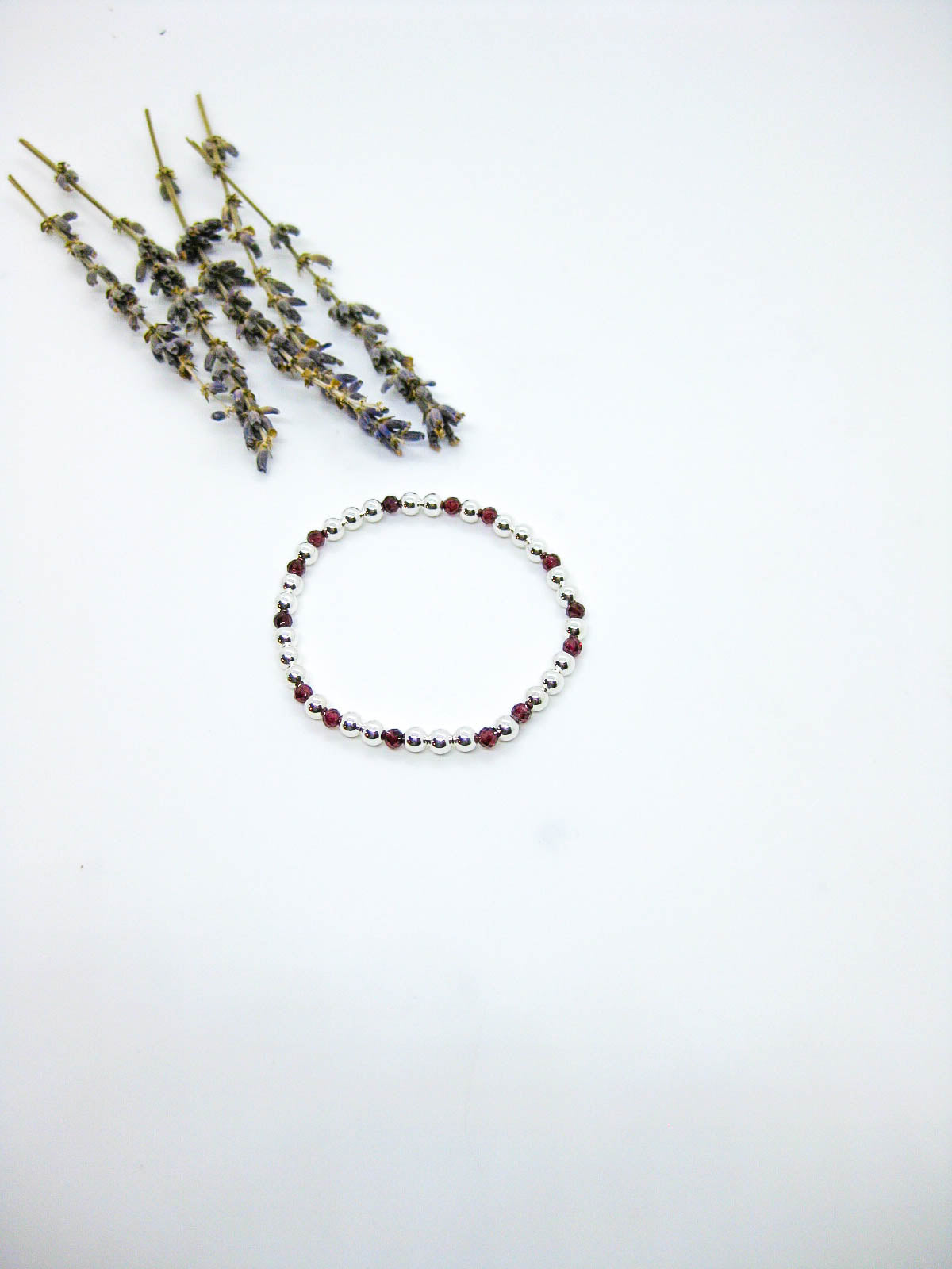 Sage: Garnet Stretch Bracelet