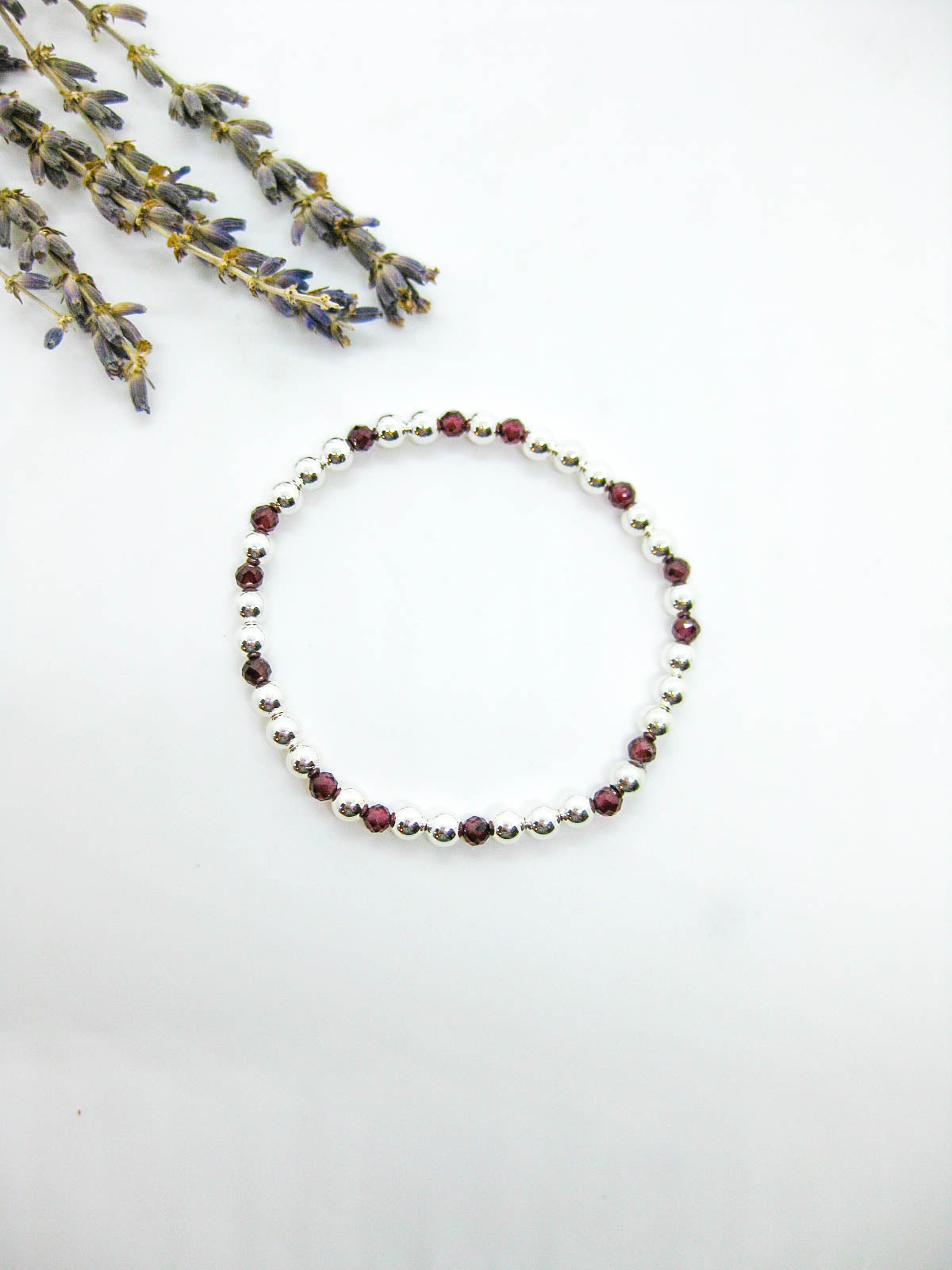 Sage: Garnet Stretch Bracelet