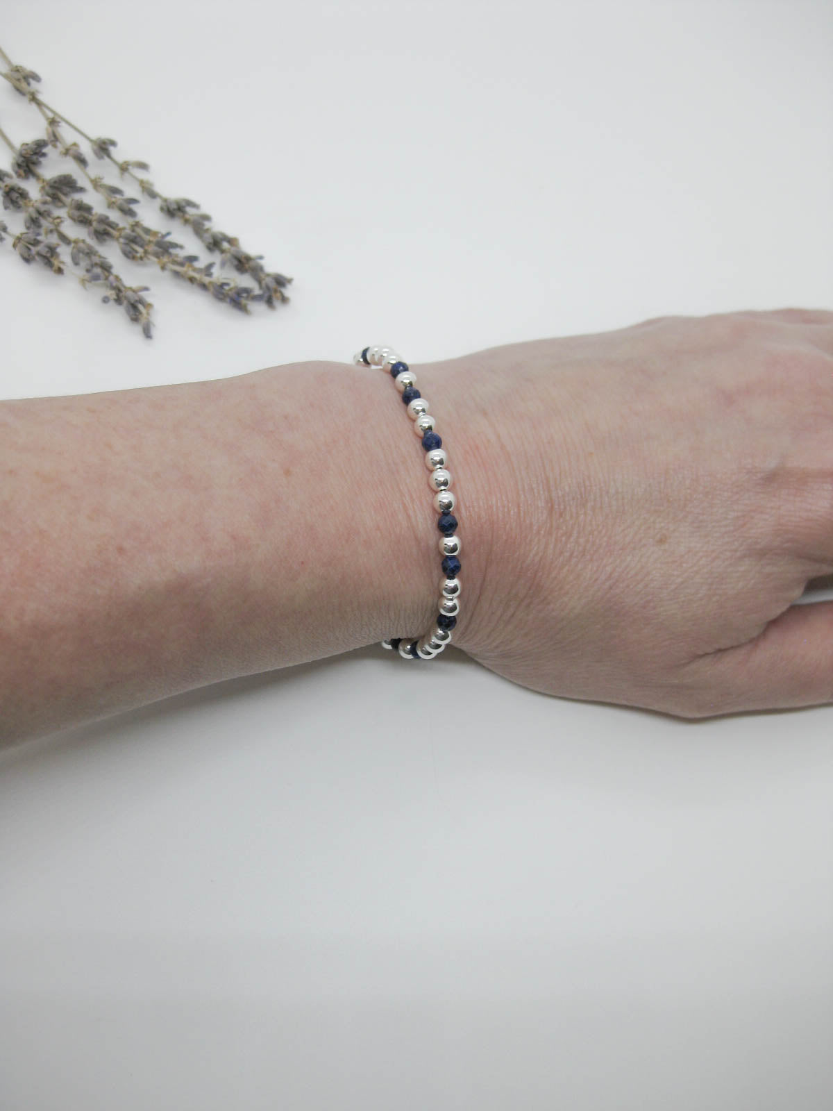 Sage: Lapis Stretch Bracelet