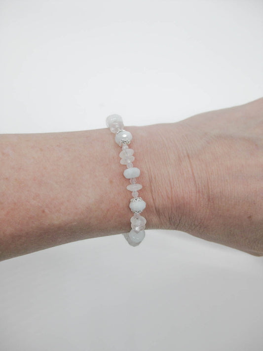 Senna: Rose Quartz Aquamarine Bracelet - b344