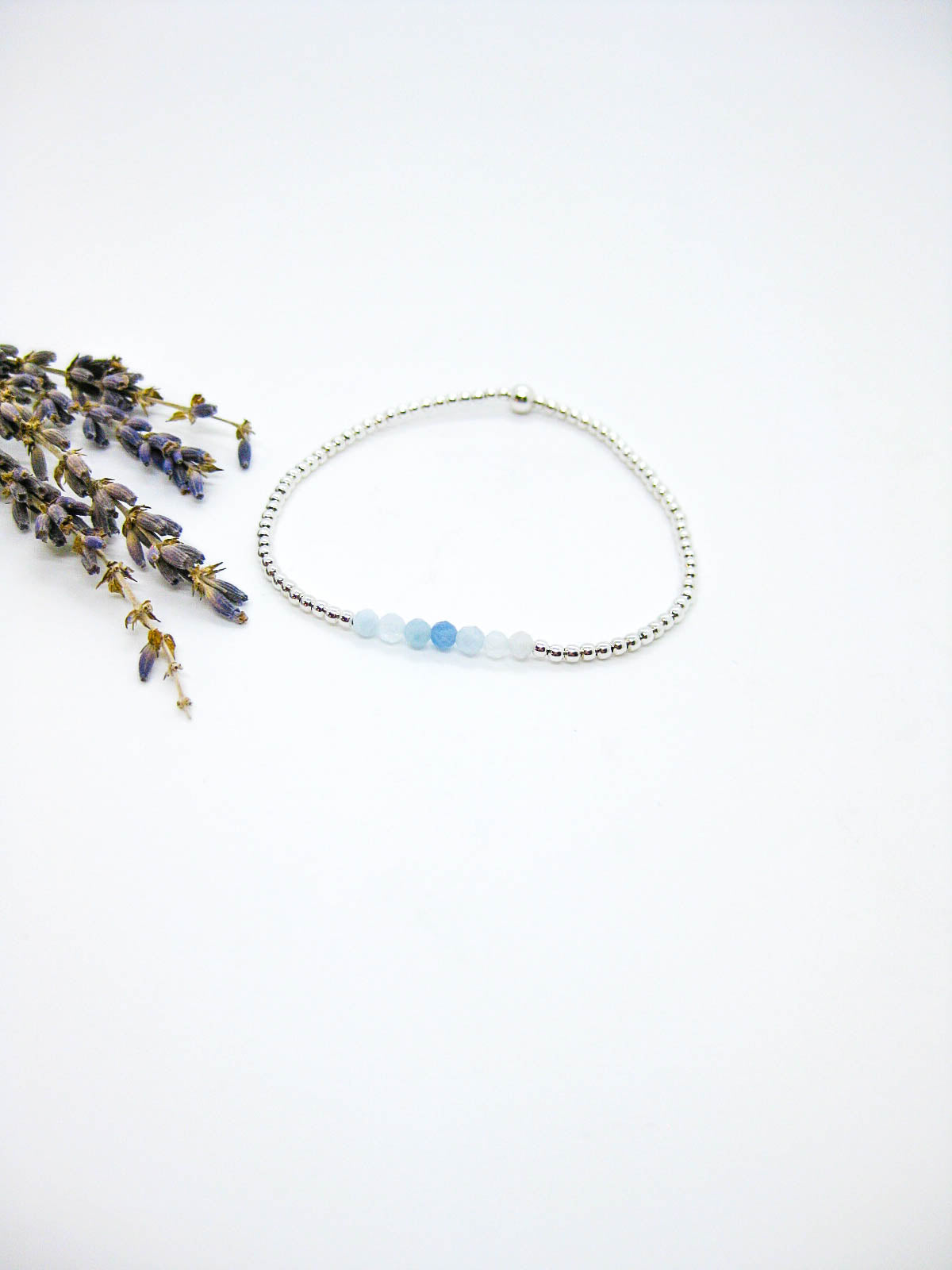 Violet: Aquamarine Stretch Bracelet - b379