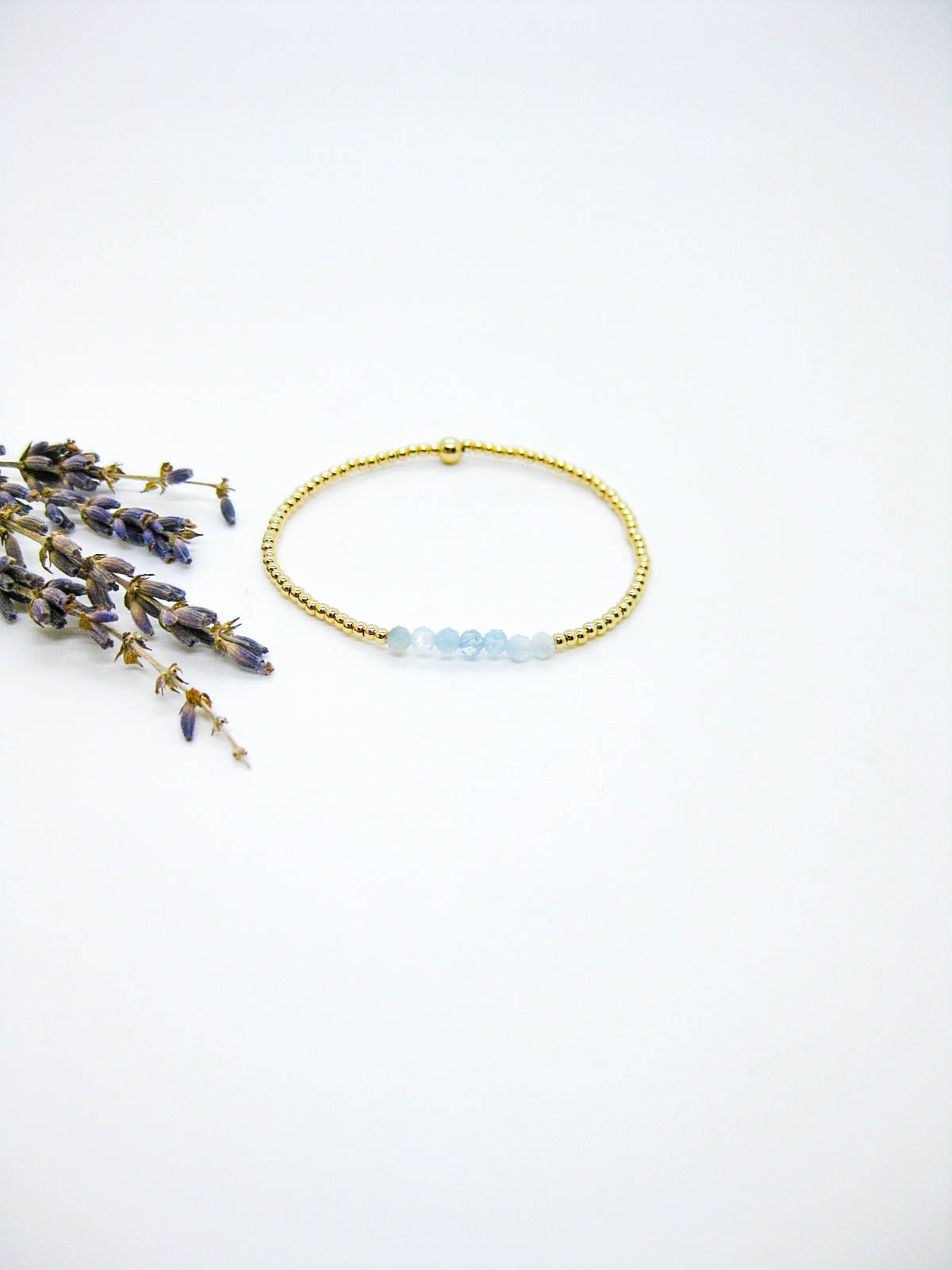 Violet: Aquamarine Stretch Bracelet - b379