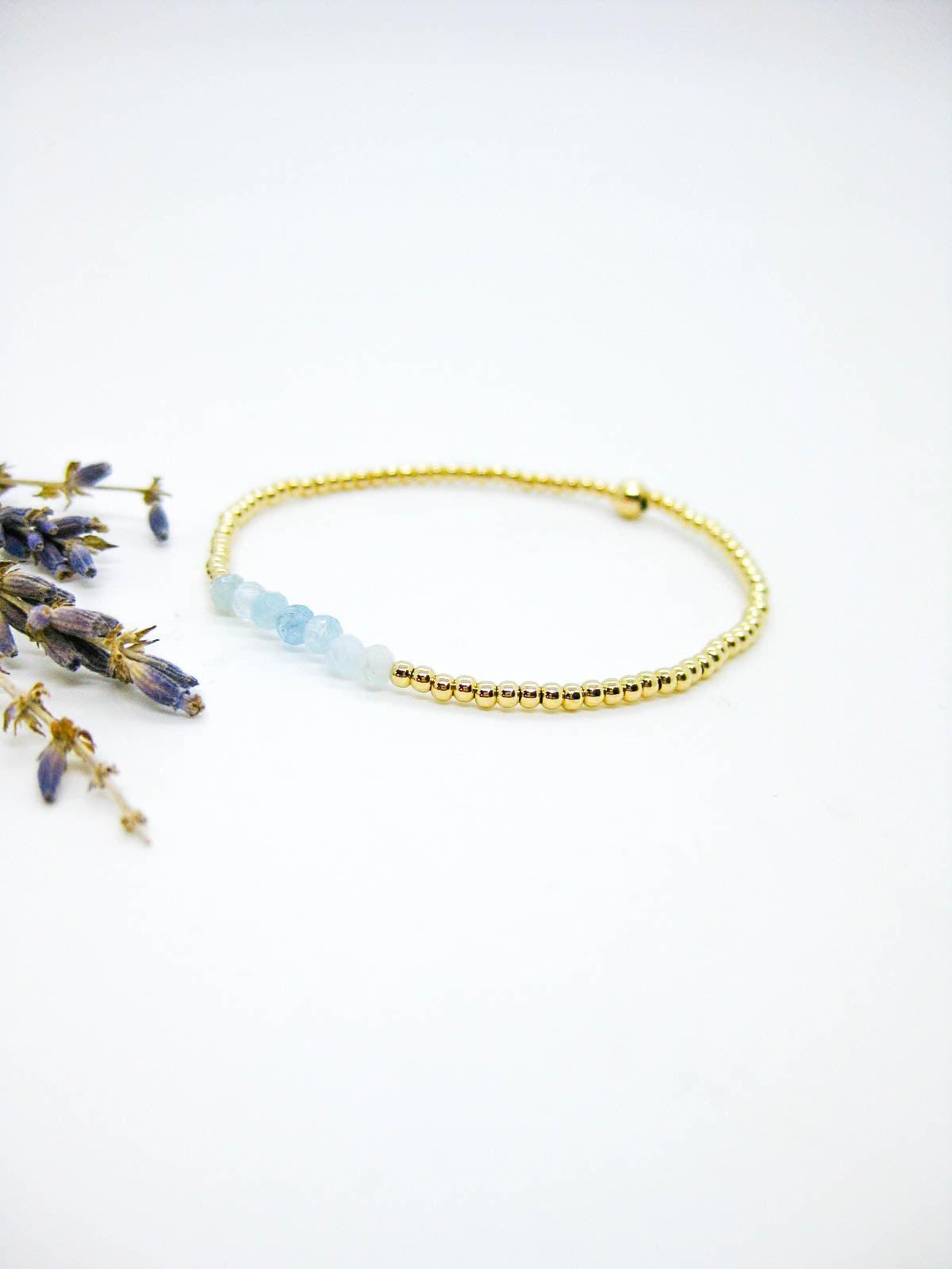Violet: Aquamarine Stretch Bracelet - b379