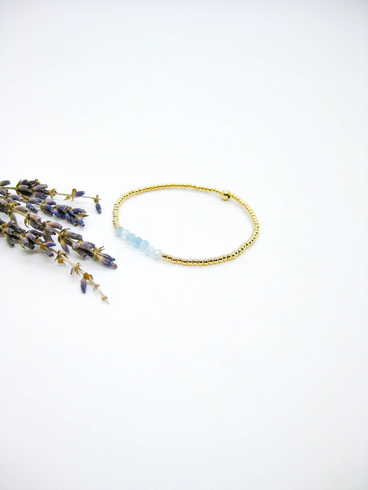 Violet: Aquamarine Stretch Bracelet - b379