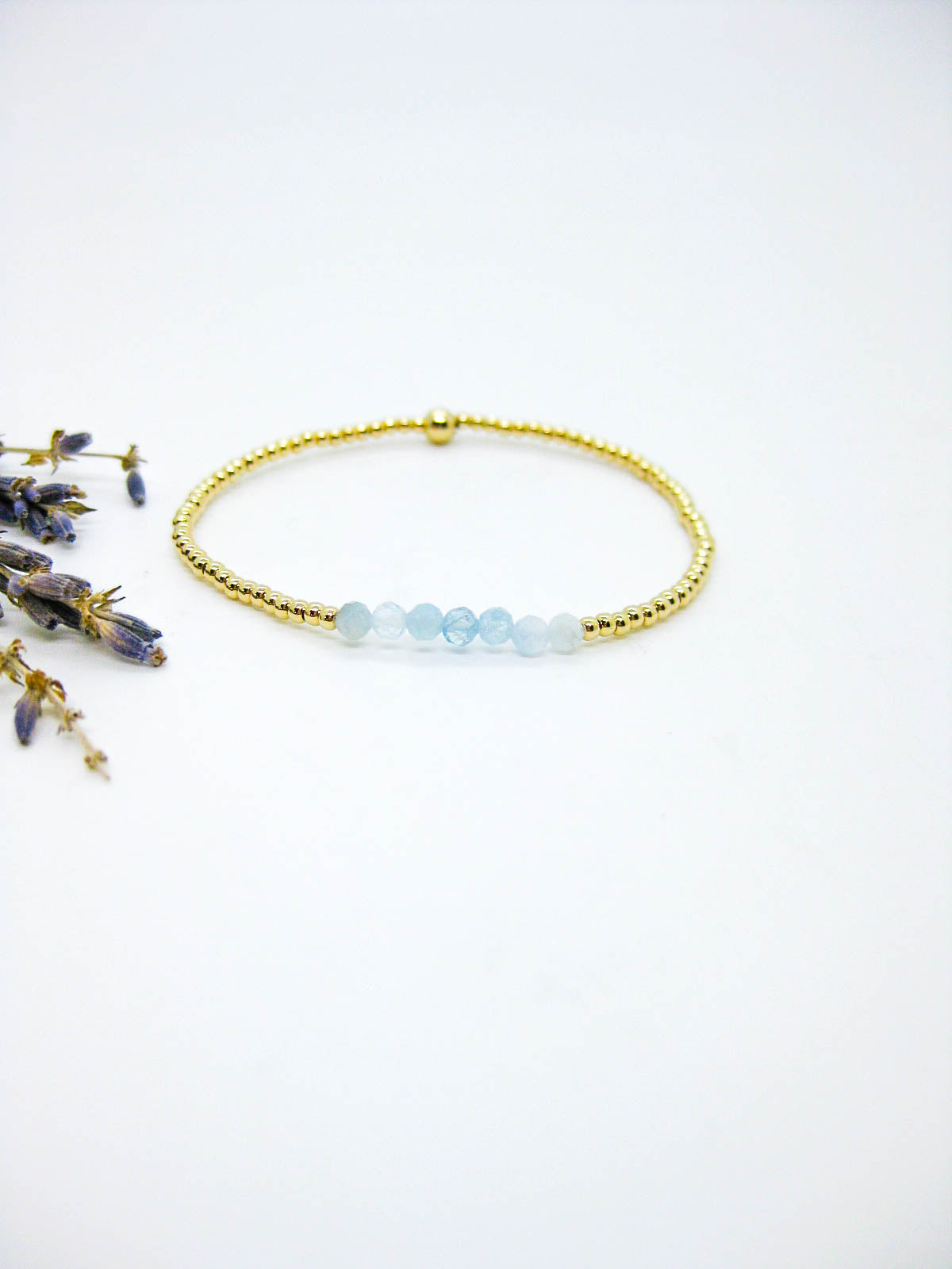 Violet: Aquamarine Stretch Bracelet - b379
