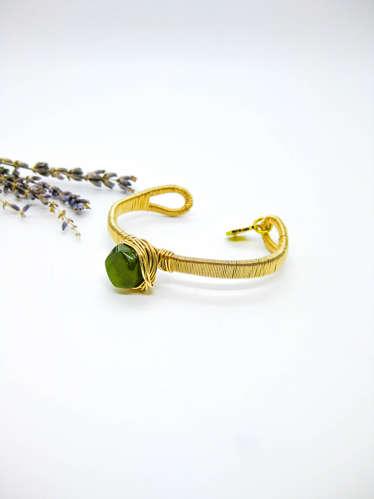 Calla: Jade Wrapped Cuff Bracelet
