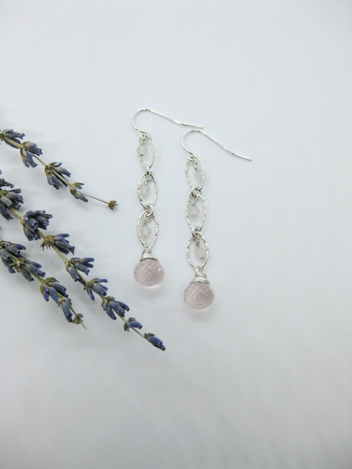Lilac: Rose Quartz Earrings