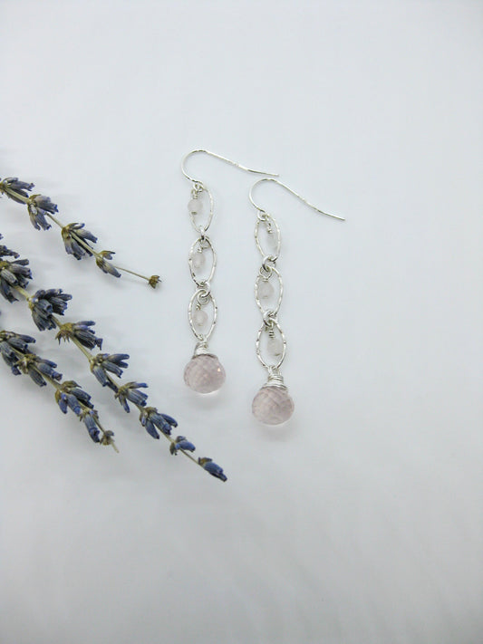 Lilac: Rose Quartz Earrings