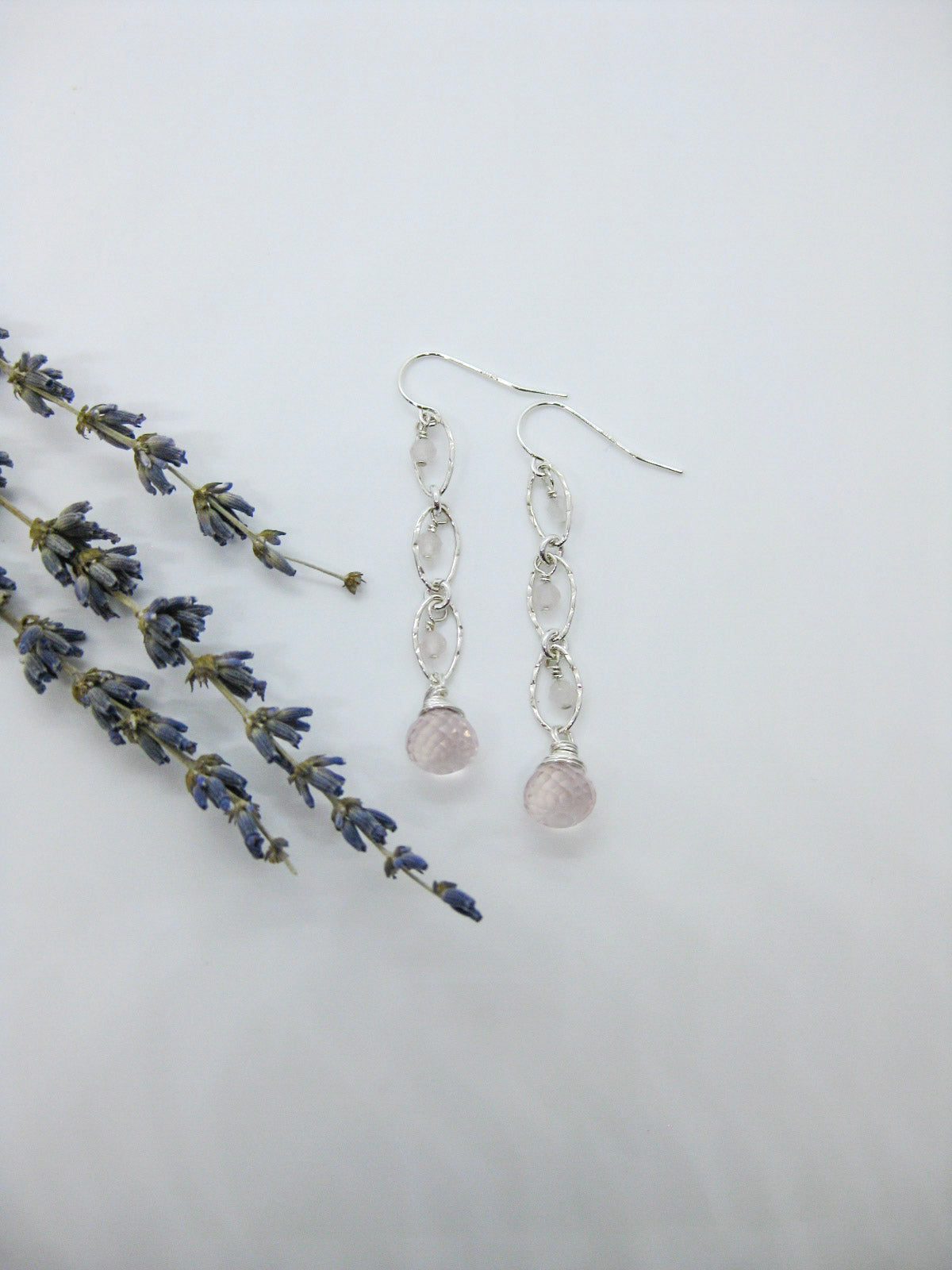 Lilac: Rose Quartz Earrings
