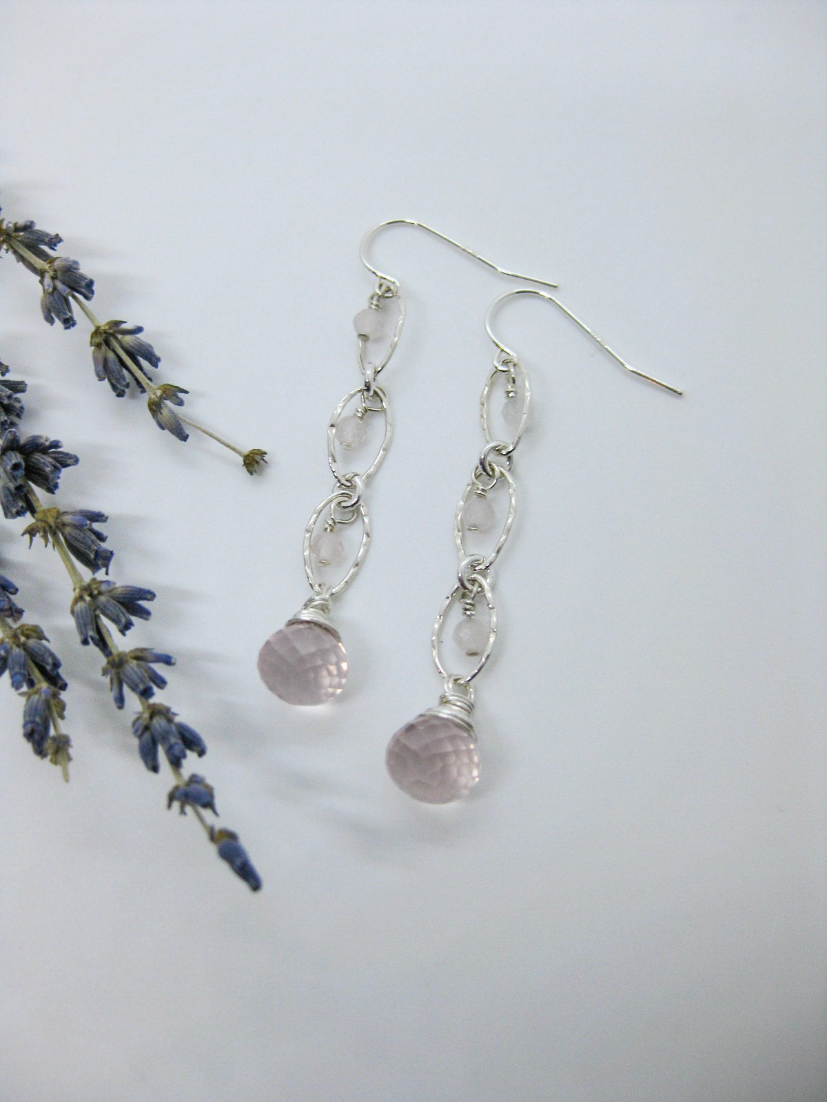 Lilac: Rose Quartz Earrings