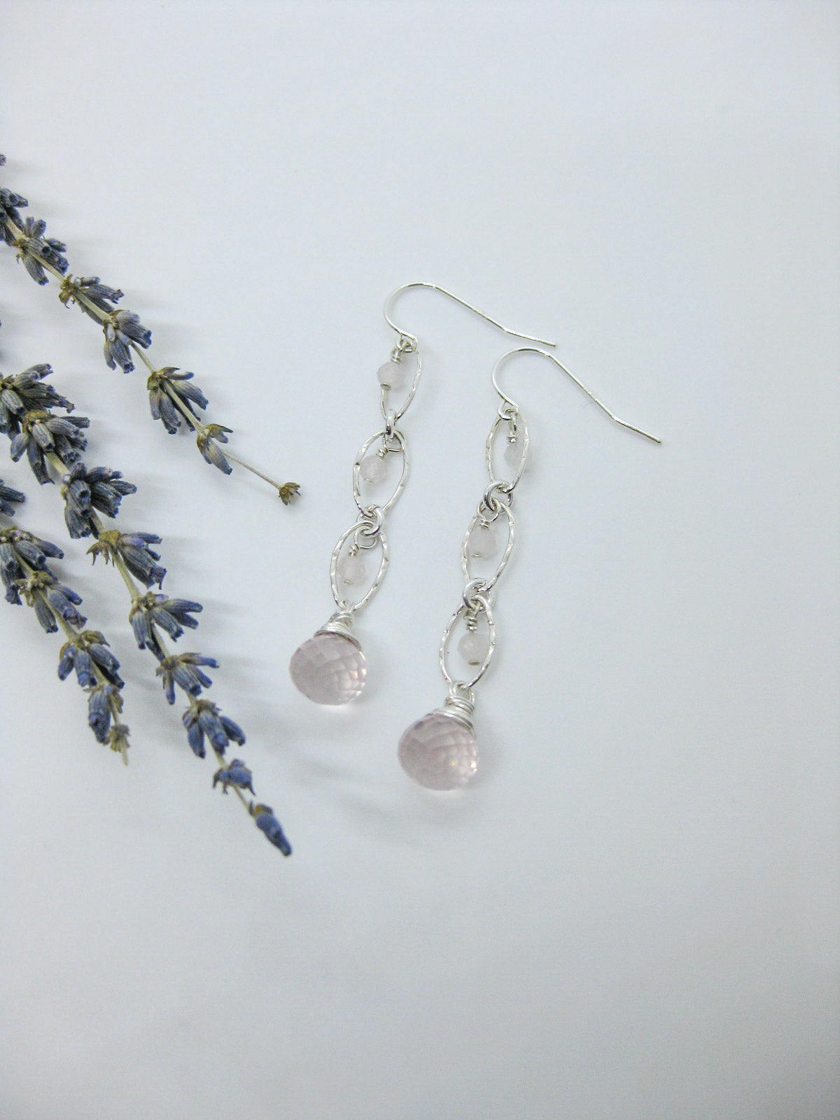 Lilac: Rose Quartz Earrings