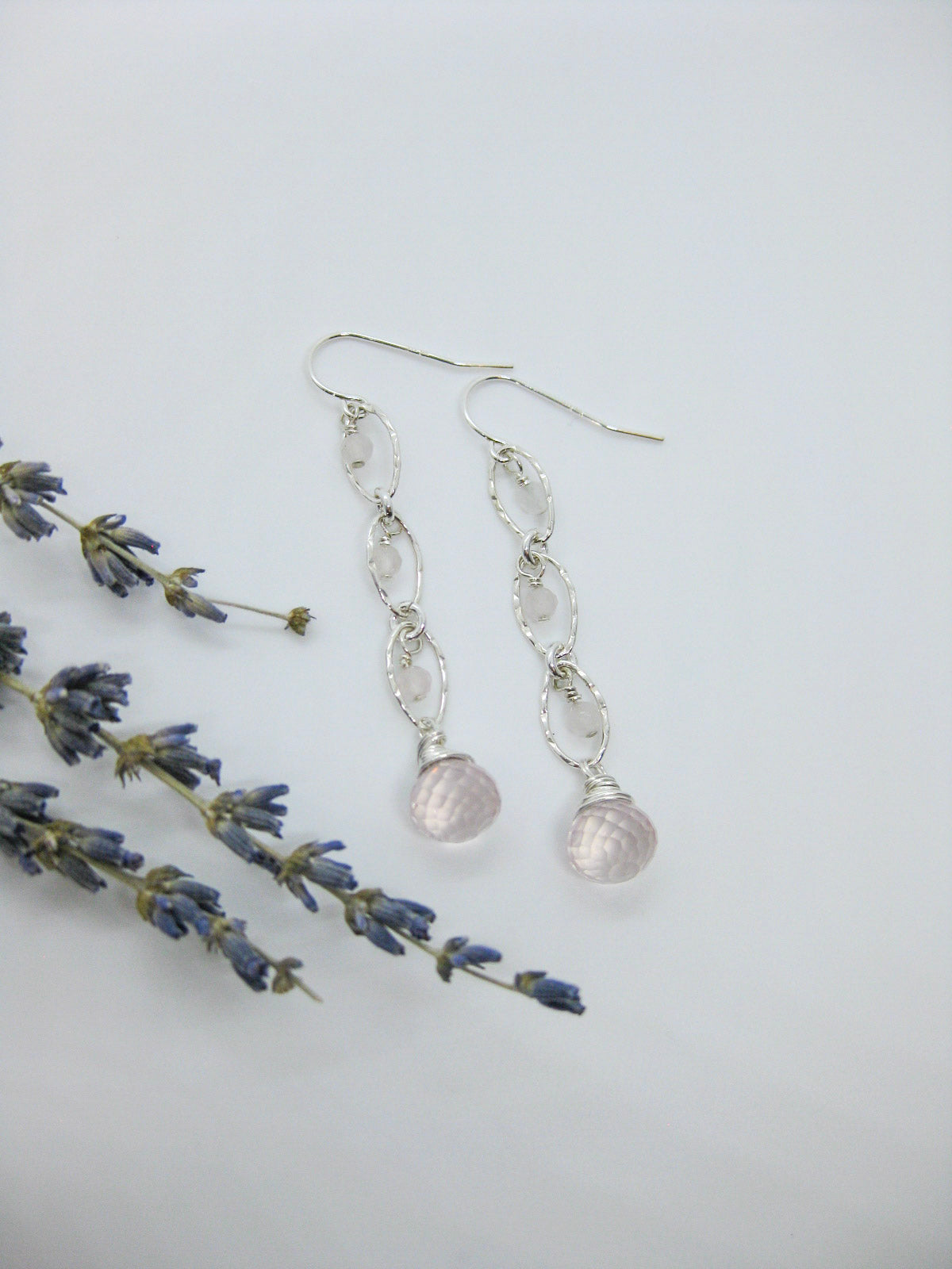 Lilac: Rose Quartz Earrings