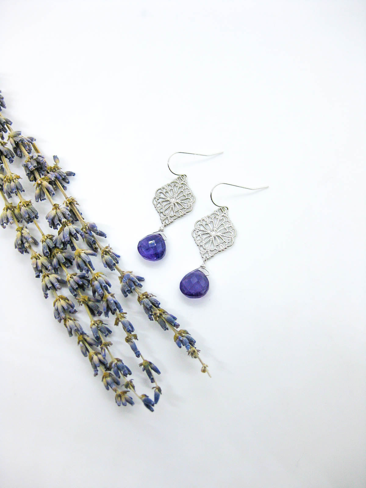 Fern: Amethyst Earrings - e623