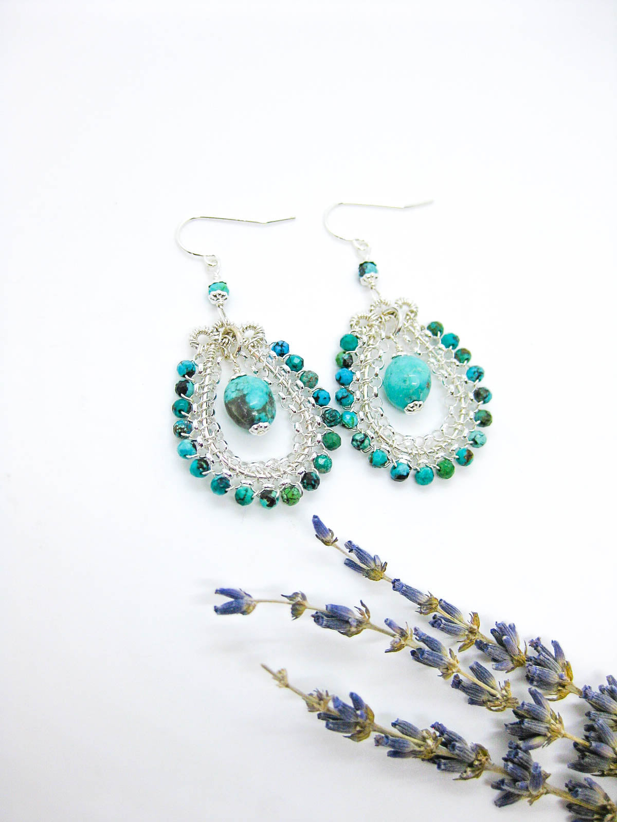 Begonia: Turquoise Chandelier Earrings - e694