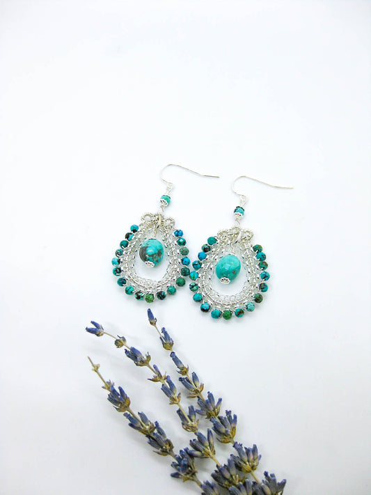 Begonia: Turquoise Chandelier Earrings - e694
