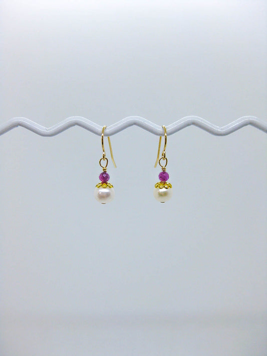 Heather: Ruby Pearl Earrings - e699