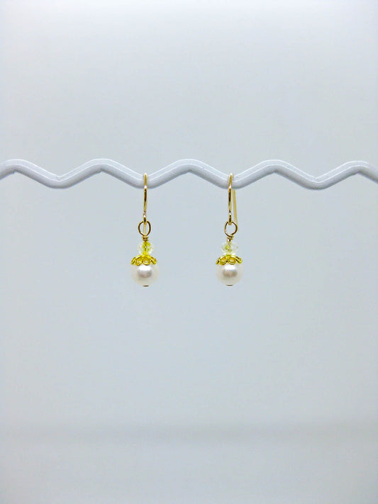 Heather: Citrine Pearl Earrings - e700