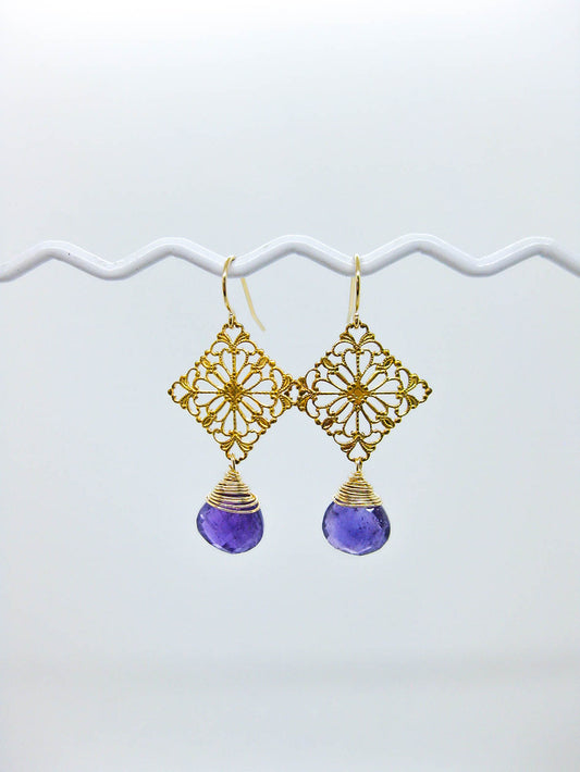 Lotus: Amethyst Earrings - e715