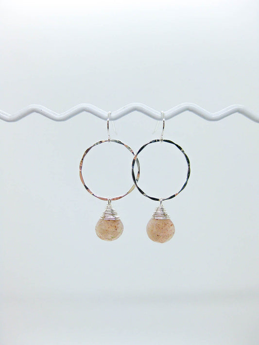 Iris: Peach Moonstone Earrings - e717