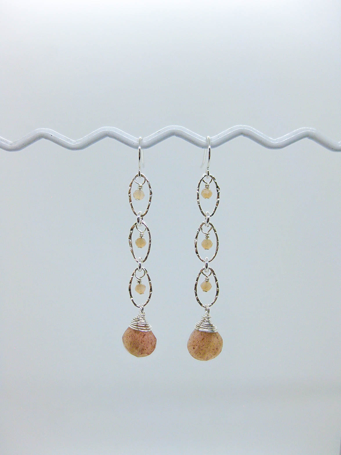 Lilac: Peach Moonstone Earrings - e722