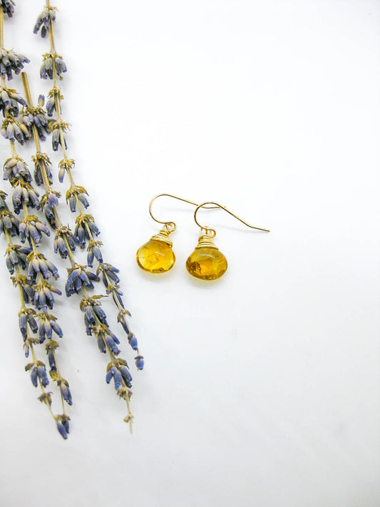 Chamomile: Citrine Earrings - e738