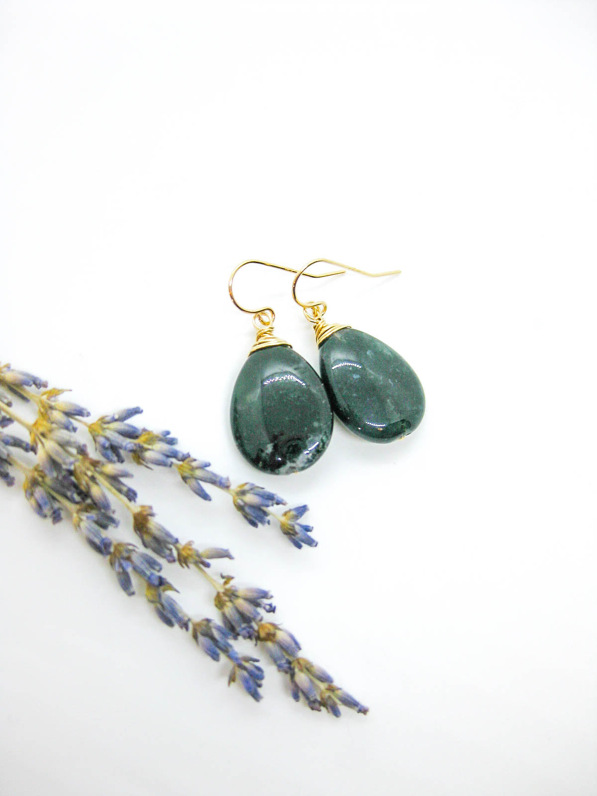 Clover: Moss Agate Earrings - e743