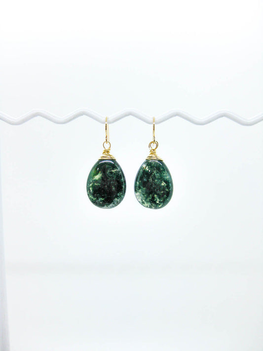 Clover: Moss Agate Earrings - e743