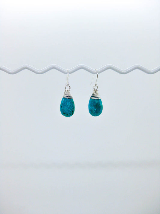Chamomile: Green Turquoise Earrings - e744
