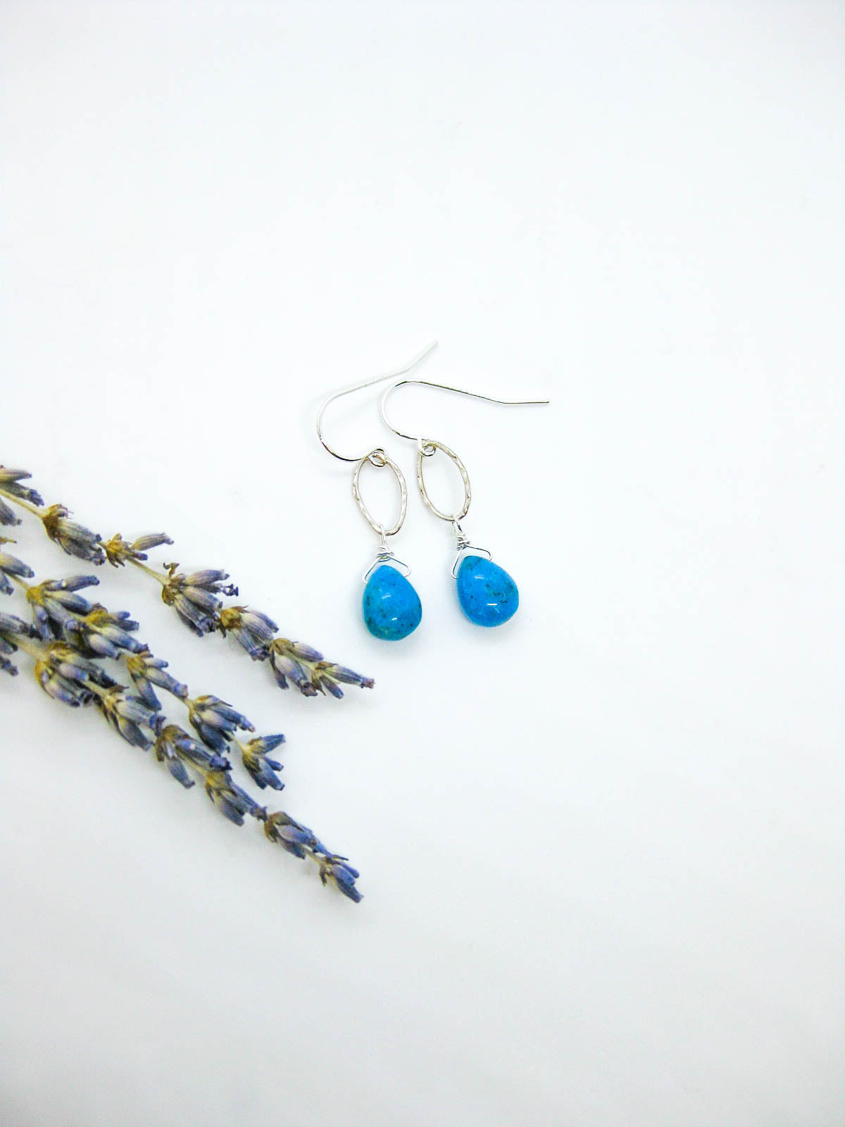 Chrysanthe: Blue Turquoise Earrings - e745