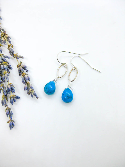 Chrysanthe: Blue Turquoise Earrings - e745