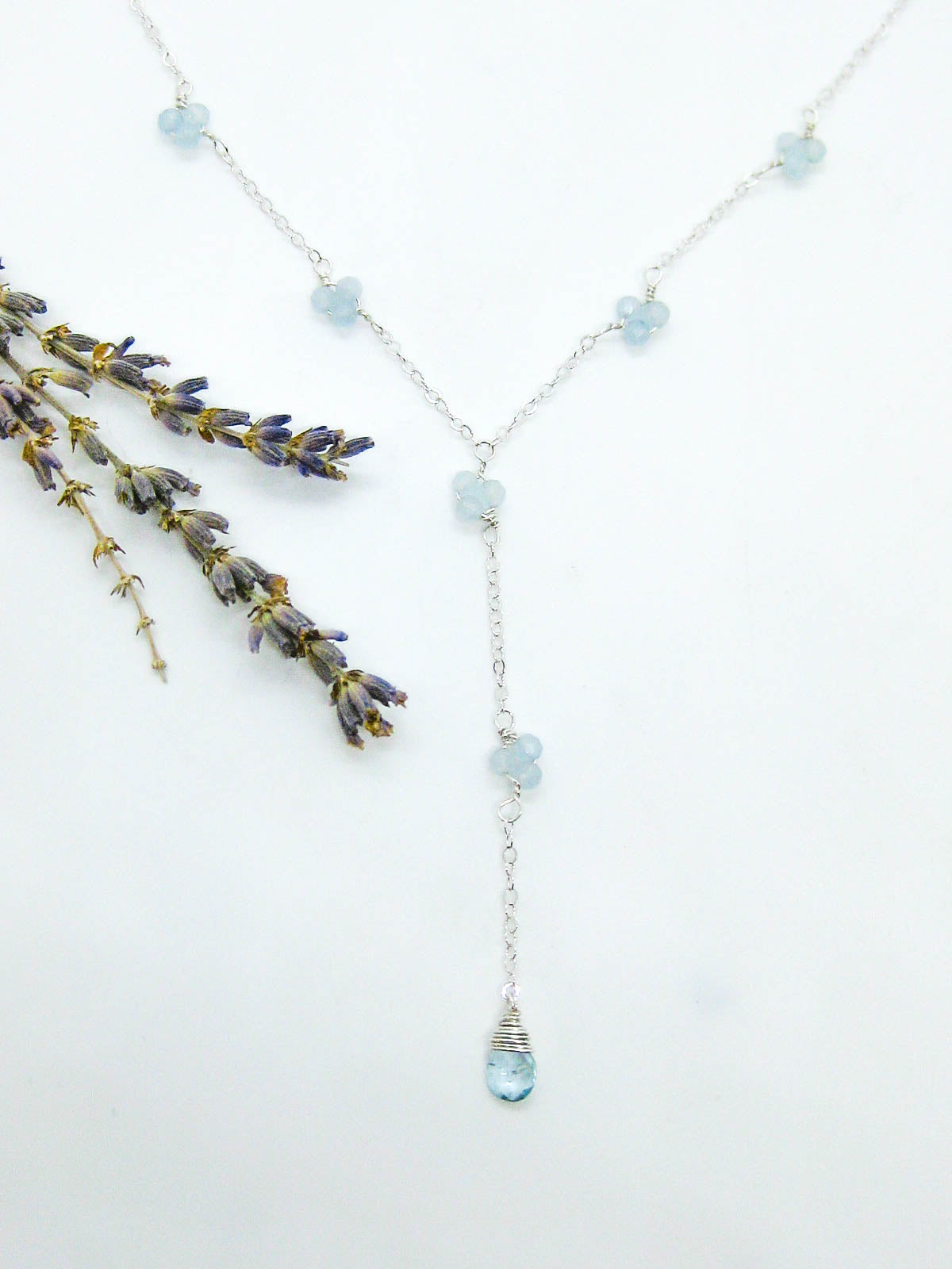 Hyacinth: Aquamarine Drop Necklace