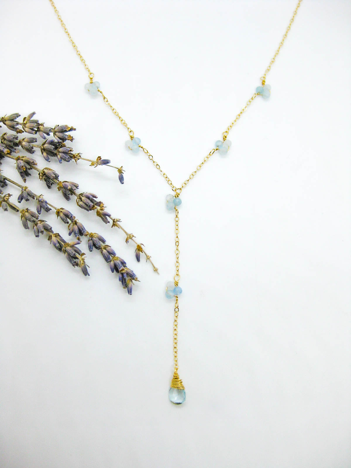 Hyacinth: Aquamarine Drop Necklace
